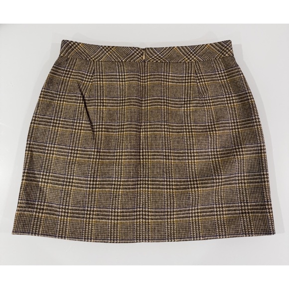 J. Crew Women's Tan/Brown 100% Wool Plaid Mini Skirt Size 12 - Picture 5 of 8